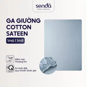 Ga giường 1m6 1m8 Cotton Sateen Sen Đá Home Bedding cao cấp trơn màu, drap bo chun lụa trải nệm, ra đệm 1m8x2m 1m6x2m