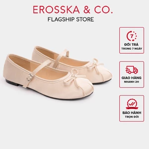 - Giày balletcore quai ngang mũi nhăn, phối nơ kiểu dáng basic cao 1cm màu kem - EL118