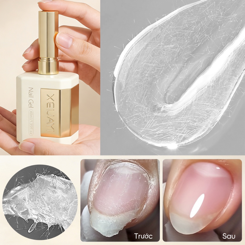 XEIJAYI 40ml - Gel phục hồi sợi dung tích lớn, dùng để phục hồi móng bị gãy hoặc hư tổn, thích hợp sử dụng trong salon.