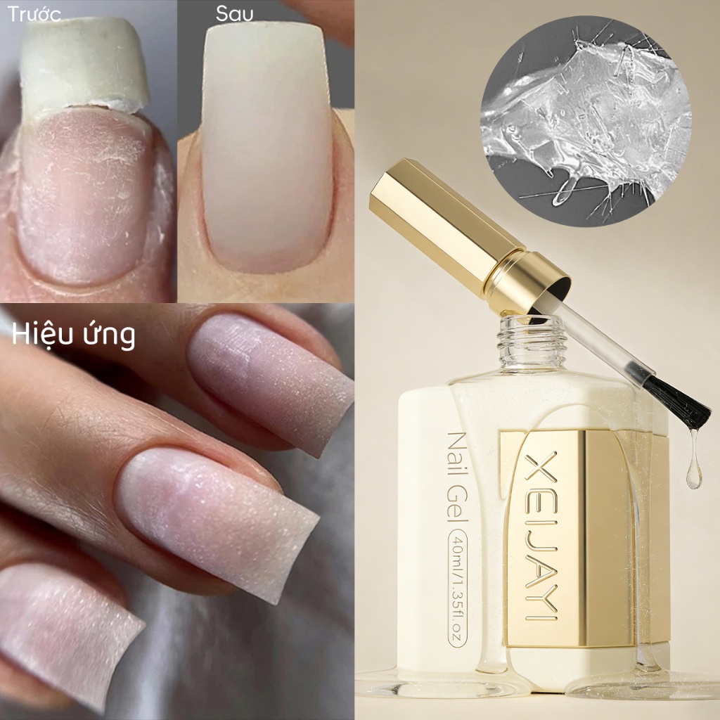 XEIJAYI 40ml - Gel phục hồi sợi dung tích lớn, dùng để phục hồi móng bị gãy hoặc hư tổn, thích hợp sử dụng trong salon.