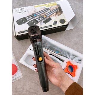 Bộ 2 Micro Không Dây Đa Năng Ehoona E30 Plus Pin Sạc Cho Amly, Loa Kéo, Sound Card, Chống Nhiễu Tốt, Màn Hình Lcd
