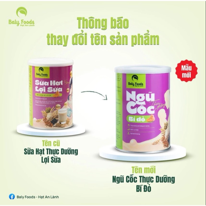 Sữa Hạt Ngũ Cốc Bí Đỏ BalyFoods Lợi Sữa Sau Sinh Giúp Mẹ Gọi Sữa Về Nhiều Hơn, Đặc Hơn Lon 500G