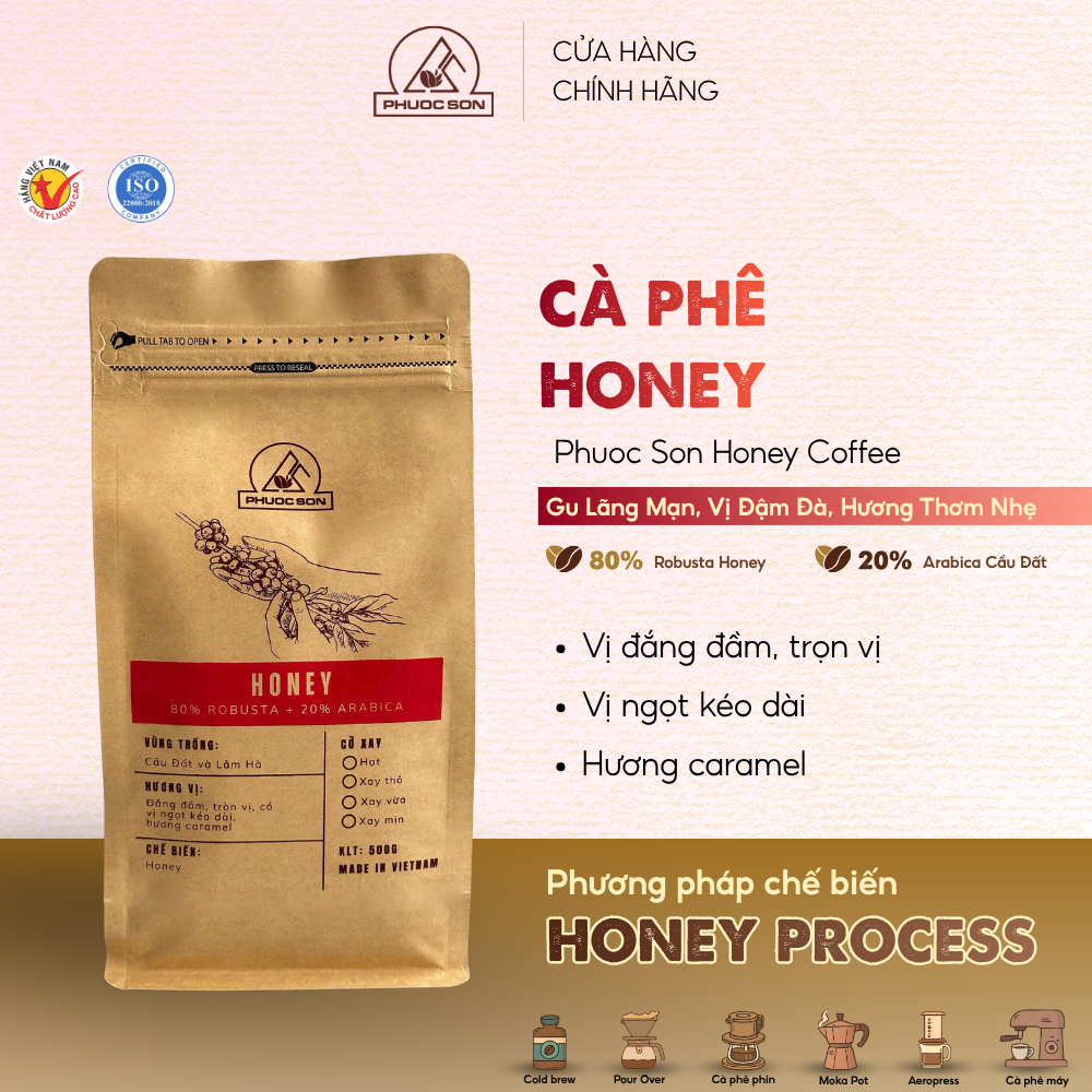Cà phê Phước Sơn Honey - Cà phê rang xay tự nhiên công nghệ cao từ Lâm Đồng