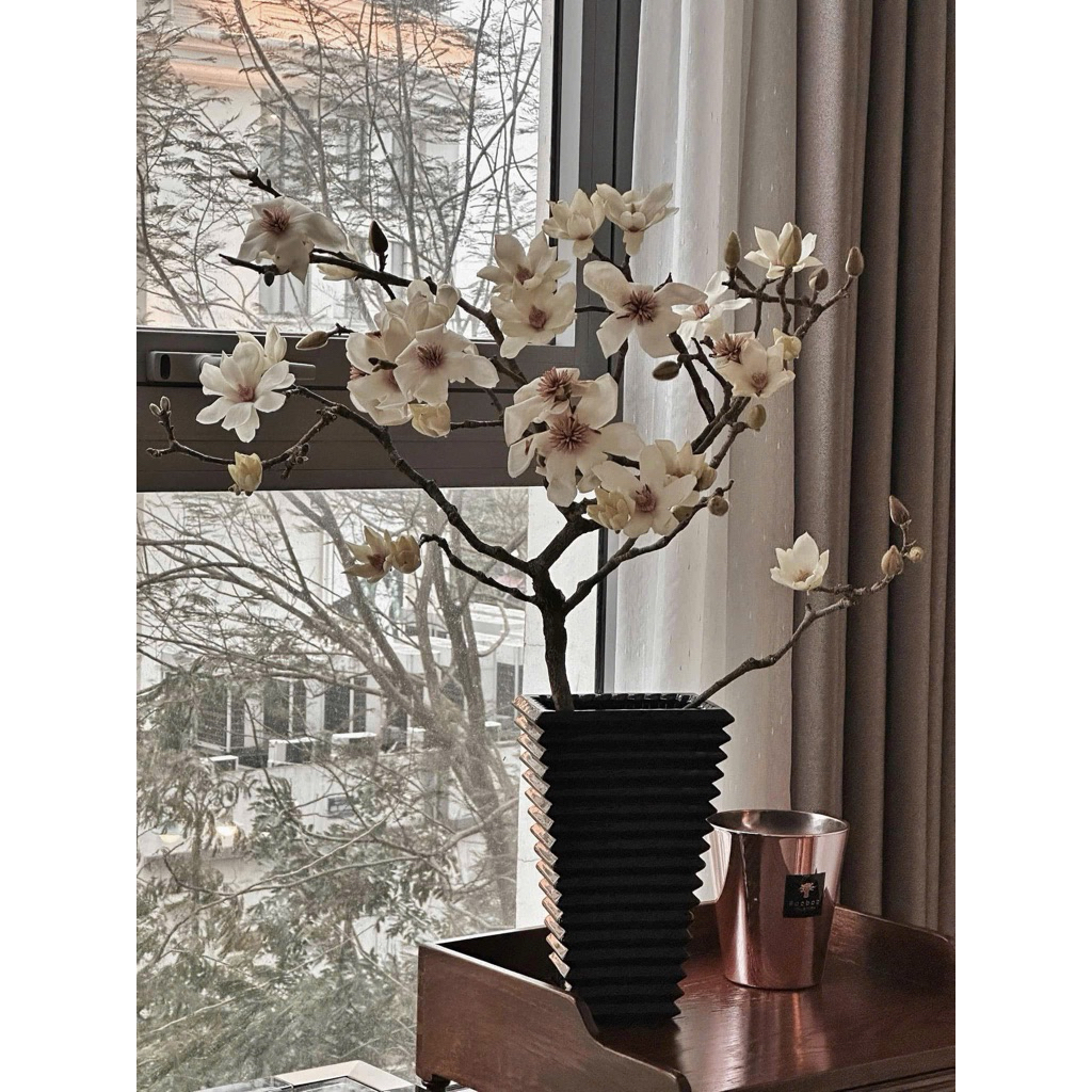 Bình cắm hoa thủy tinh dáng tháp cao cấp Crista home 28cm | Sang trọng nhiều sắc màu | Tặng khăn ren