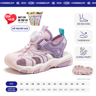 Dép quai hậu bé gái HOBIBEAR EK1312 pink có khóa xoay 1 chiều tiện lợi và vải mesh thoáng khí