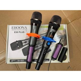 Bộ 2 Micro Không Dây Đa Năng Ehoona E30 Plus Pin Sạc Cho Amly, Loa Kéo, Sound Card, Chống Nhiễu Tốt, Màn Hình Lcd
