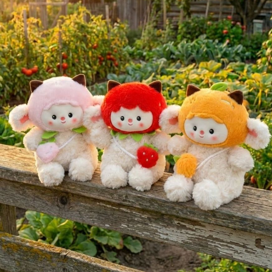 Gấu Bông Cừu Cosplay Trái Cây Dễ Thương, Thú Nhồi Bông Cừu Đeo Túi Hoa Quả Làm Quà Tặng Cho Bé,Bạn Gái