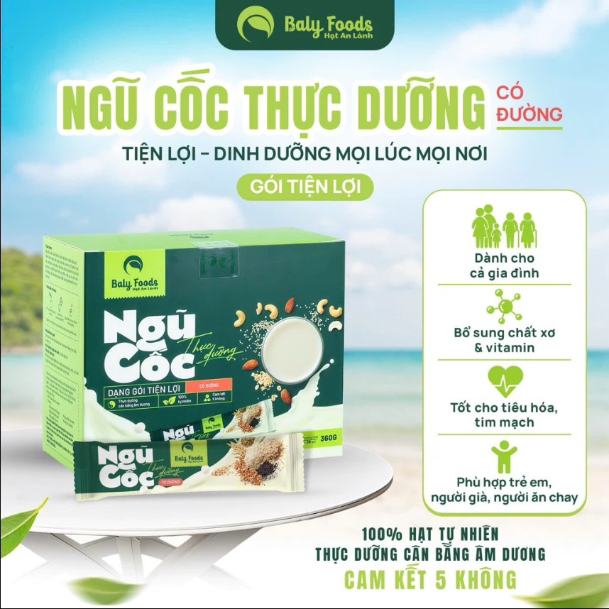 [Combo Mua 5 Tặng 1] Sữa Hạt Ngũ Cốc Thực Dưỡng BalyFoods Hộp 20 Gói Tiện Lợi Có Đường