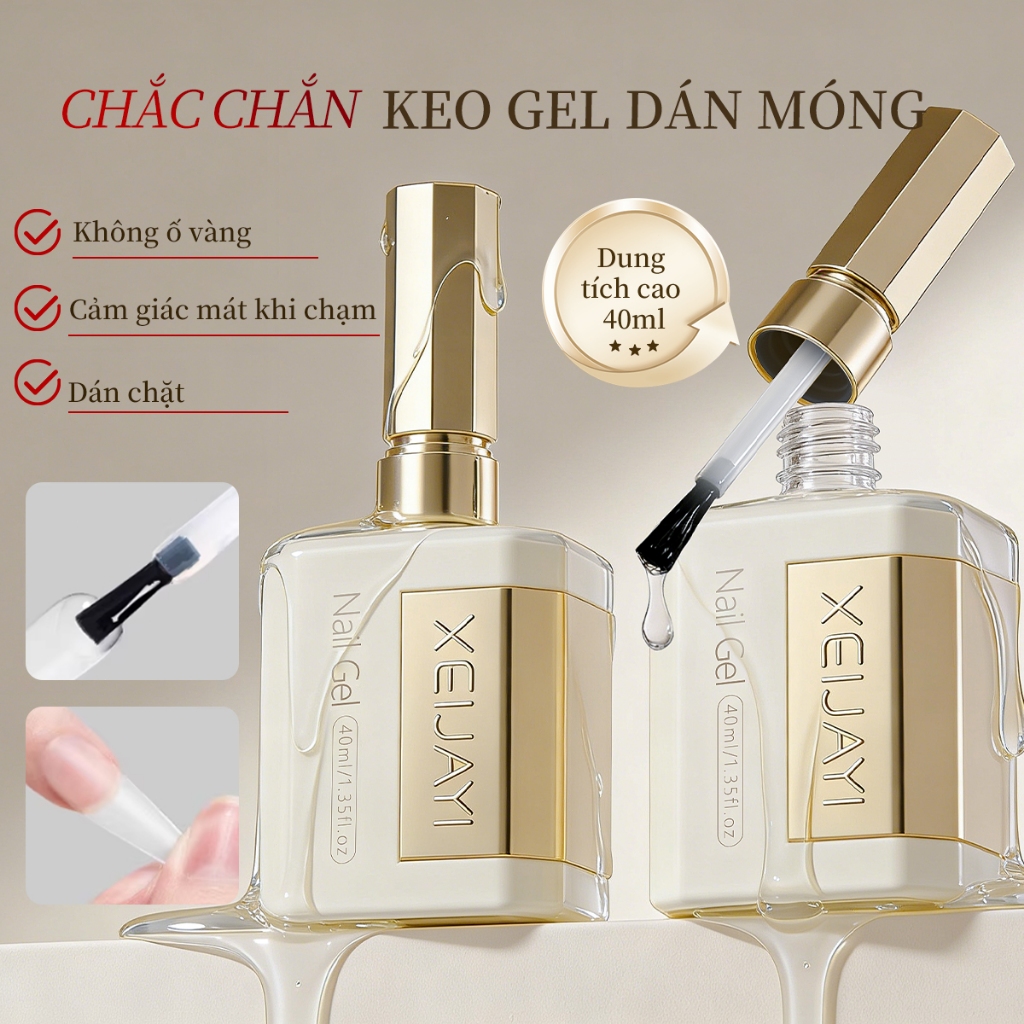 XEIJAYI 40ml - Keo dán móng giả, độ bám dính cao và lâu trôi, không dễ bong tróc, thích hợp sử dụng trong các tiệm nail.