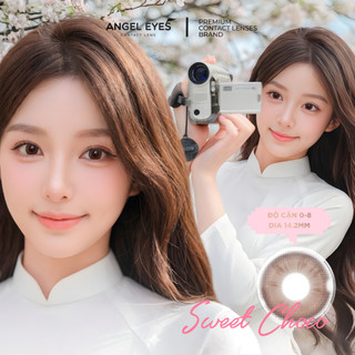 Lens nâu tự nhiên 0-8 độ Sweet Choco thương hiệu Angel Eyes, kính áp tròng nâu giãn nhẹ cho mắt thở trên 12h ngày