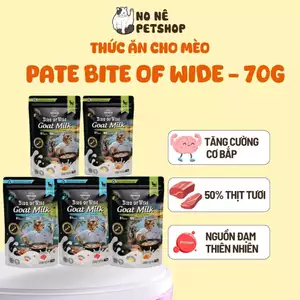 Pate Bite of Wild Cao Cấp Hộp 12 Gói 70G Công Thức Sữa Dê, Giàu Đạm, Ít Béo Cho Mèo Từ 2 Tháng Tuổi