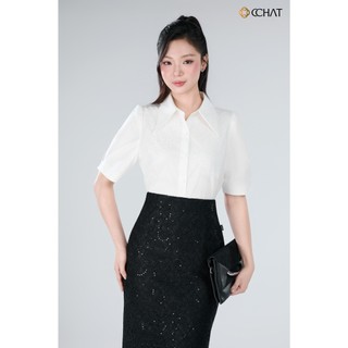 Áo Sơ Mi Nữ 𝐂𝐂𝐇𝐀𝐓 Dáng Suông Phối Ren Haein Chất Liệu Cao Cấp 16FNT8053ST