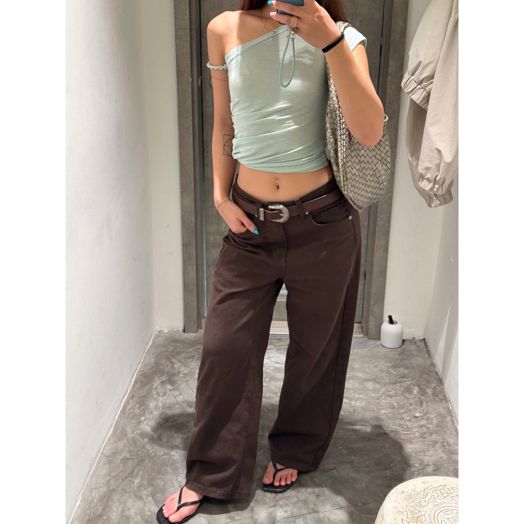 DARK BROWN WIDE STRAIGHT JEANS WHOSE - Quần jeans ống đứng wide fit Whose Studio 1779 | BigBuy360 - bigbuy360.vn