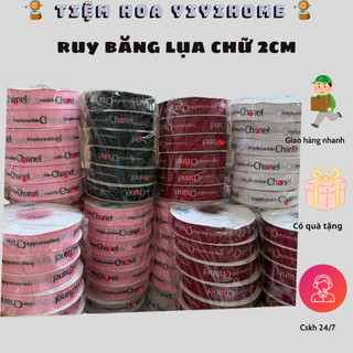 [Chữ Ngẫu Nhiên] Ruy Băng Lụa Chữ 2cm, 2.5cm Cao Cấp Gói Hoa Trang Trí DIY Handmade YiYihome