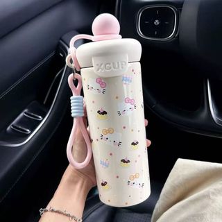 Homee.cok Bình Nước Giữ Nhiệt Inox Dễ Thương - Bình Nước Có Dây Đeo, Chống Tràn, Nhỏ Gọn Tiện Mang Theo