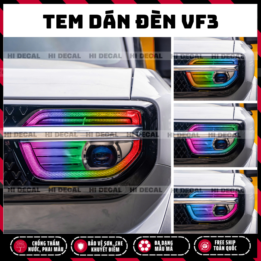 Tem dán đèn VF3, decal đèn VF3 đổi màu bảo vệ chống xước