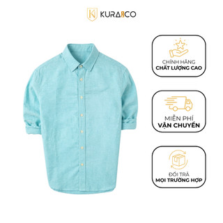 Áo Sơ Mi Nam Tay Dài KURAMAN Màu Xanh Mint Oxford Cao Cấp