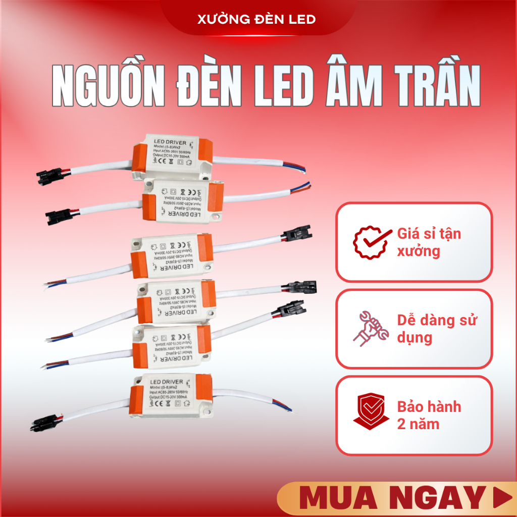 Nguồn LED Driver Đèn Âm Trần 7W 9W 12W 15W | Driver LED 2 Chân & 3 Chân Tenta | Bảo Hành 24 Tháng