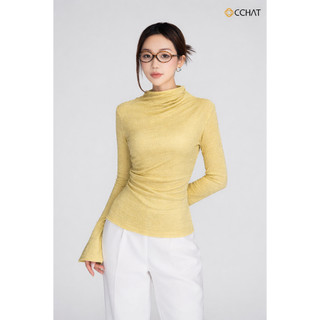 Áo Thun 𝐂𝐂𝐇𝐀𝐓 Dáng Ôm Xixi Xếp Ly Vai Chất Liệu Cao Cấp 25TDC2002OT