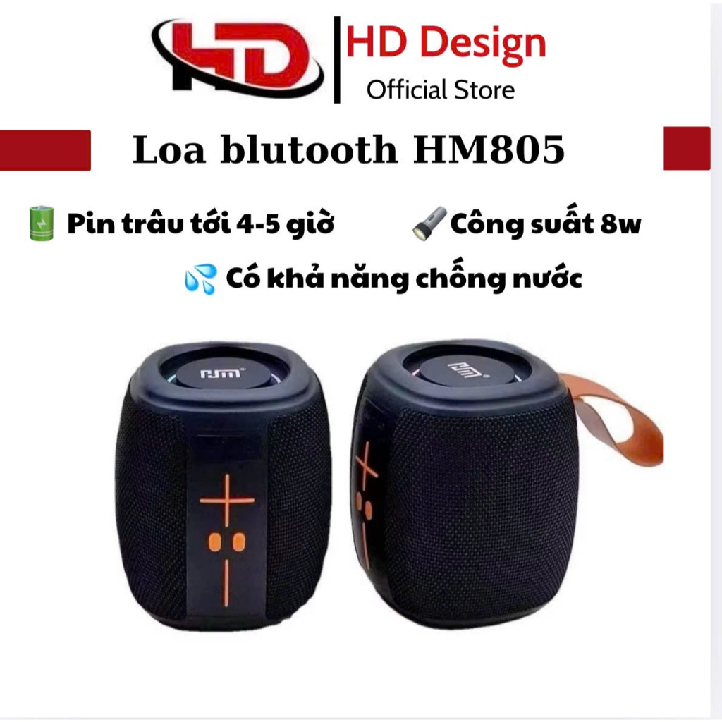 Loa Bluetooth không dây HM805 chống nước , loa xách tay âm bass cực mạnh , pin trâu , thiết kế đèn led hiện đại