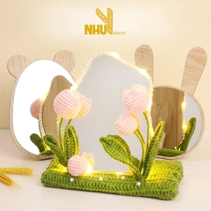 Gương trang điểm để bàn, gương mini, gương hình gấu cute kích thước 20x18cm