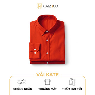 Áo Sơ Mi Nam Vải Kate Cao Cấp Tay Dài Màu Đỏ Cam KURAMAN