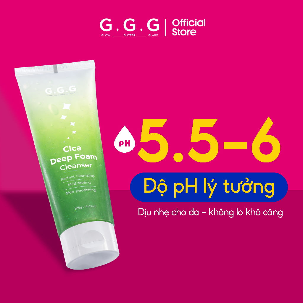 Sữa Rửa Mặt Rau Má Làm Sạch Sâu, Ẩm Mịn, Không Khô Da G.G.G Cica Deep Foam Cleanser 125g