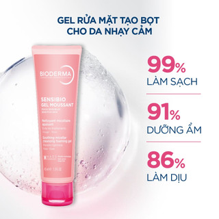 Gel rửa mặt tạo bọt cho da nhạy cảm Bioderma Sensibio Gel Moussant - 45ml