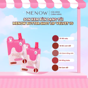 COMBO 5 Son kem bùn dạng túi Menow Butter Shot Lip Velvet 1g x5