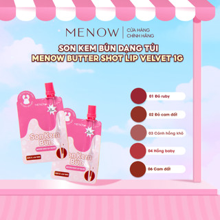 [KOL x MENOW] COMBO 5 Son kem bùn dạng túi Menow Butter Shot Lip Velvet 1g x5