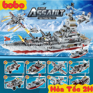 [Mẫu mới] Đồ chơi lắp ráp City Tàu Chiến Hải Quân 5024 1000 Chi Tiết 25 cách chơi và 8 mô hình Thuyền chiến hạm Bobo