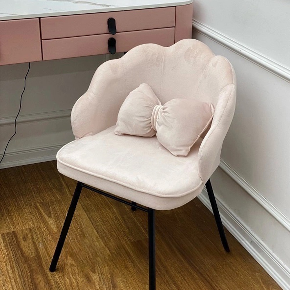 Ghế trang điểm vương miện phòng ngủ phối nơ phong cách tối giản hiện đại - Ghế Decor Spa, Makeup, Bar Làm Nail