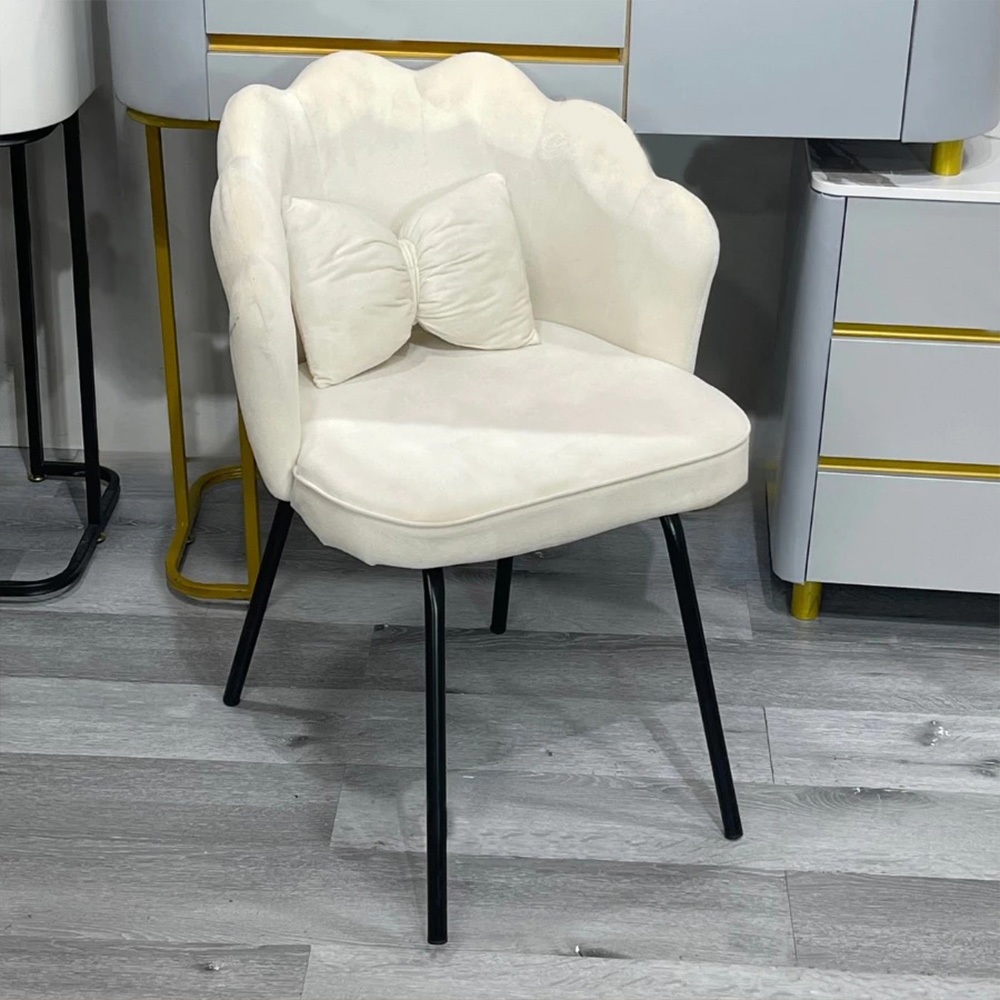 Ghế trang điểm vương miện phòng ngủ phối nơ phong cách tối giản hiện đại - Ghế Decor Spa, Makeup, Bar Làm Nail