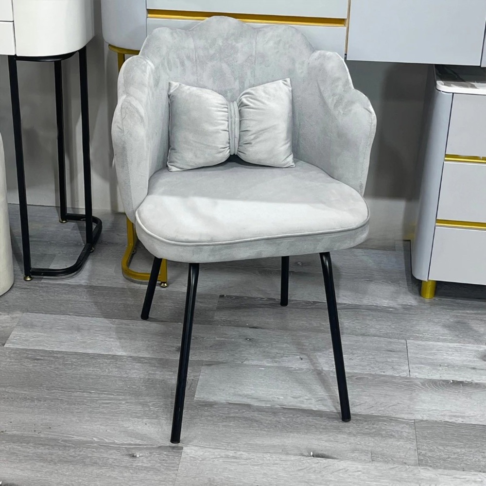 Ghế trang điểm vương miện phòng ngủ phối nơ phong cách tối giản hiện đại - Ghế Decor Spa, Makeup, Bar Làm Nail