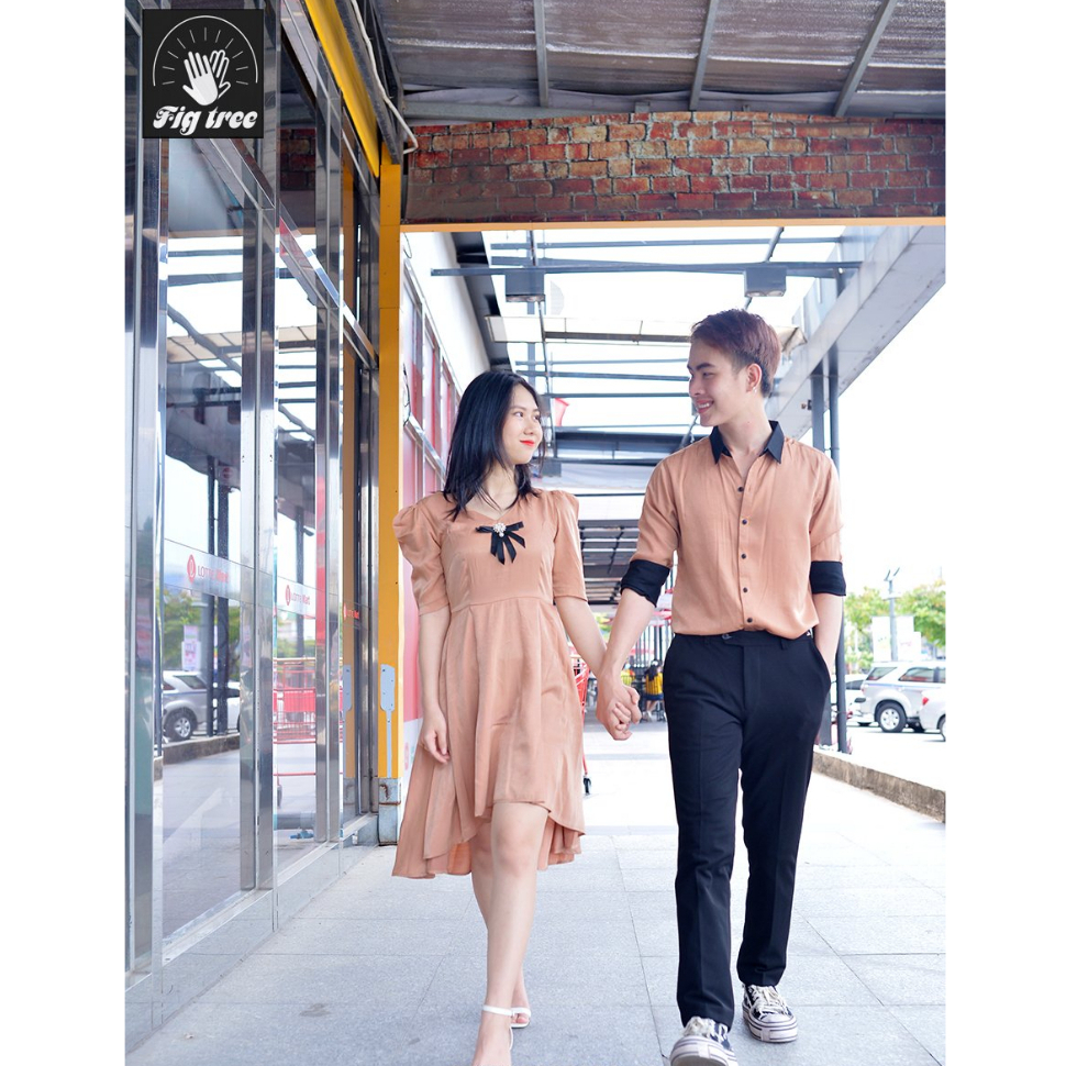 Sơ Mi Váy Đôi Fig Tree Màu Nude Đậm Chất Lụa Satin Cực Sang/ Hàng Có Lỗi Nhỏ Lệnh Màu Chỗ Xếp