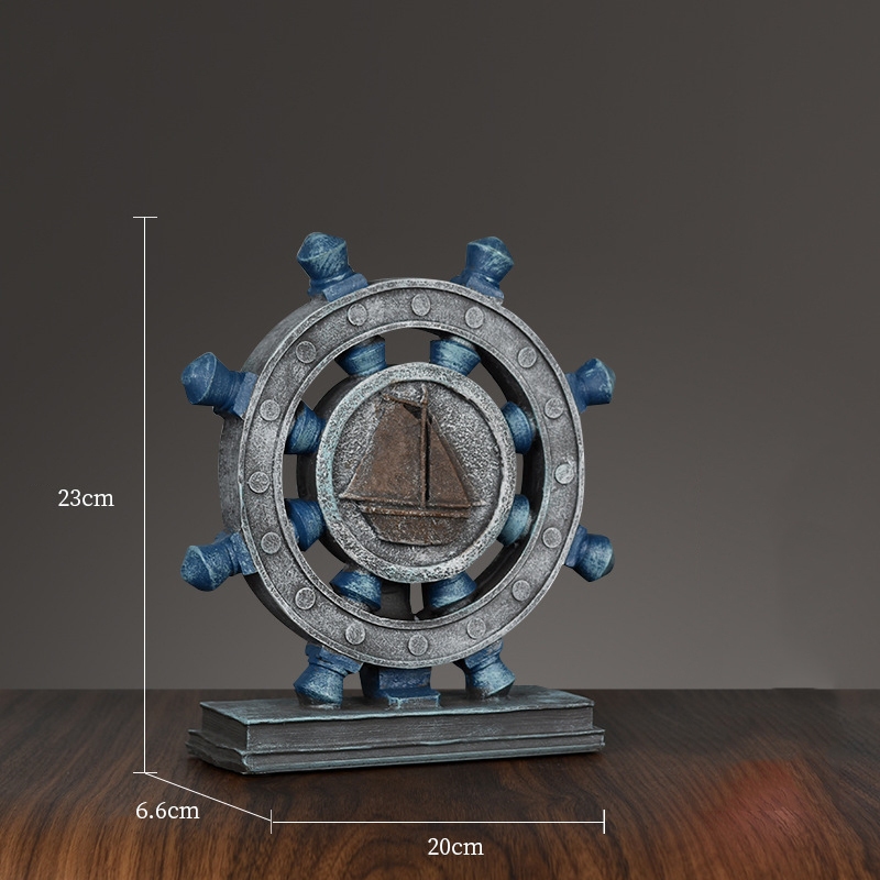Mô hình thuyền, bánh lái tàu, mũi neo vintage decor nhà cửa