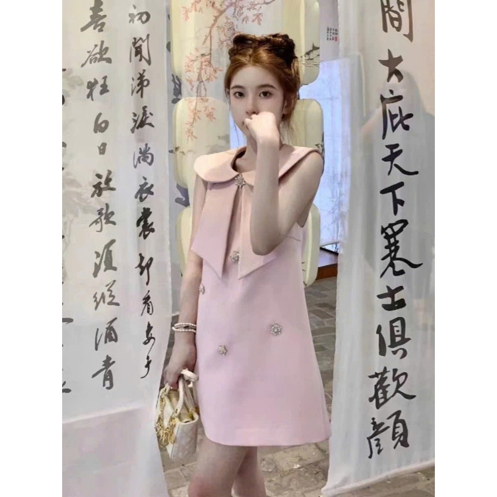 Đầm bé gái dáng A cổ sen phối nơ thanh lịch, váy suông cao cấp phong cách tiểu thư nhẹ nhàng cho mẹ và bé gái 13-55kg