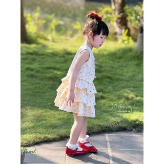 [B&G] Sét váy tầng bồng bềnh kết hợp họa tiết tim nhỏ cực đáng yêu vải mềm mại, thoáng mát
