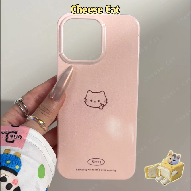 Ốp điện thoại hình chó và mèo đơn giản dễ thương cho iPhone 11 12 13 14 15 16 17 Pro Max 7 Plus Xs Max XR