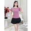 Áo cộc tay gân tăm nữ,co giãn 4 chiều vải mềm mịn,form dáng thanh lịch,màu sắc basic dễ mặc