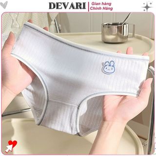 Quần lót nữ cotton gân tăm kháng khuẩn cạp vừa tôn dáng kiểu dáng basic hình thú cute DEVARI L861
