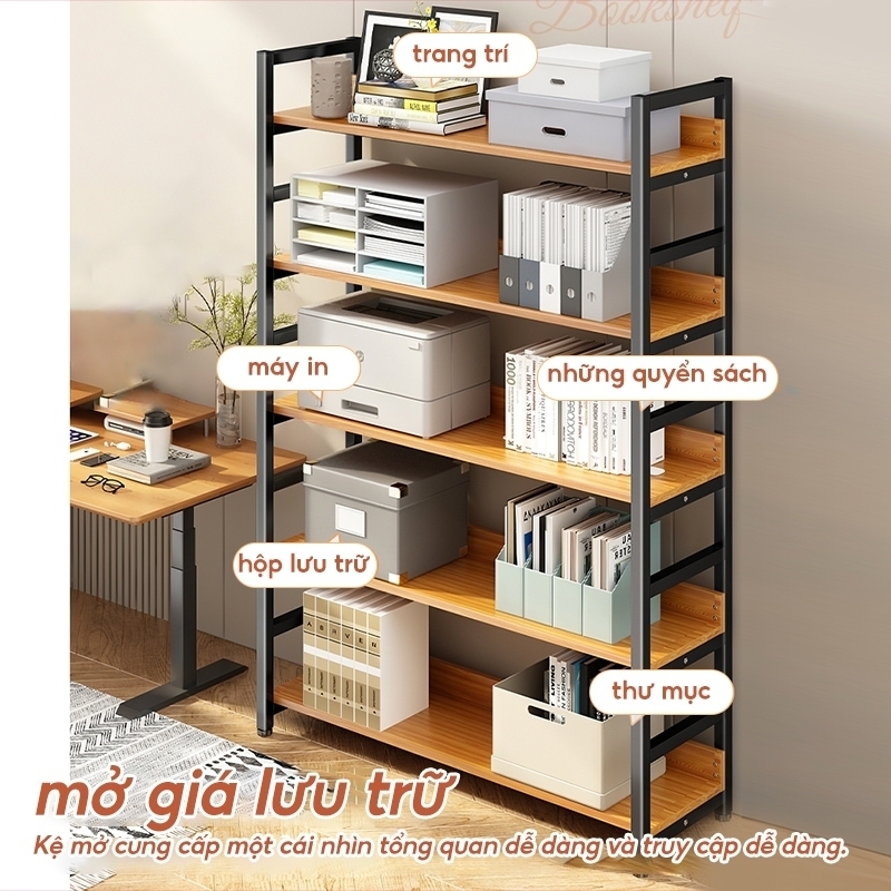 Bali Kệ Sách Sàn Đa Năng Khung Sắt Gỗ MDF Chịu Lực Nhiều Tầng Lắp Ghép Dễ Cho Phòng Khách Văn Phòng | BigBuy360 - bigbuy360.vn