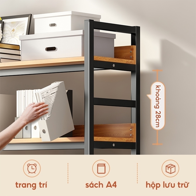 Bali Kệ Sách Sàn Đa Năng Khung Sắt Gỗ MDF Chịu Lực Nhiều Tầng Lắp Ghép Dễ Cho Phòng Khách Văn Phòng | BigBuy360 - bigbuy360.vn