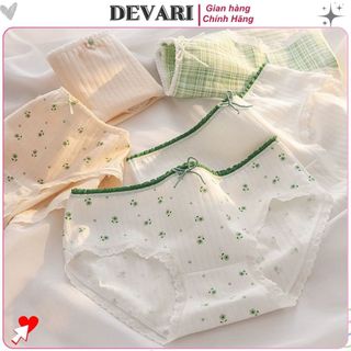 Quần lót nữ cotton kháng khuẩn thoáng khí co giãn vừa đáy lót 2 lớp khử mùi họa tiết cute DEVRI L311