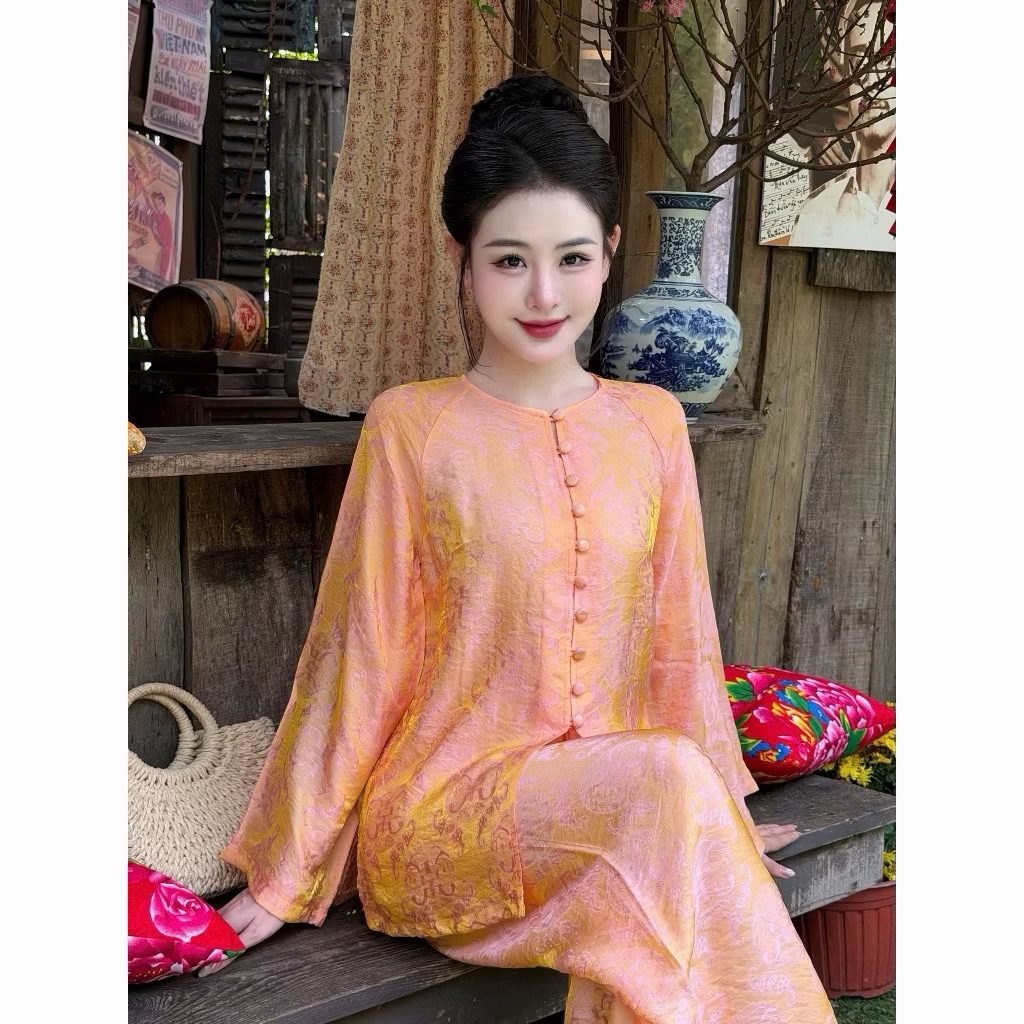 Bộ Bà Ba Ánh Thọ Kim Tơ Tencel, Pháp Phục Bà Ba Mẫu Mới Siêu Sang Dáng Xuông | Đồ Lam An Nhiẻn