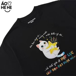 Áo Thun Thông Điệp Vũ Trụ, Câu Nói Tích Cực Yêu Đời Form Rộng Cotton 230gsm In Theo Yêu Cầu