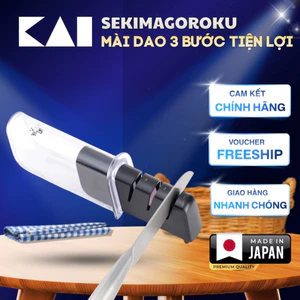 Dụng cụ mài dao Kai Diamond & Ceramic Knife Sharpener cao cấp 3 bước mài dao chuẩn Nhật bằng gốm và kim cươngAP0308