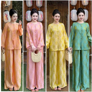Bộ Bà Ba Ánh Thọ Kim Tơ Tencel, Pháp Phục Bà Ba Mẫu Mới Siêu Sang Dáng Xuông | Đồ Lam An Nhiẻn
