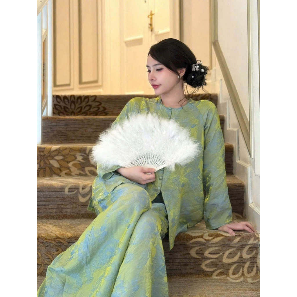 Bộ Bà Ba Ánh Thọ Kim Tơ Tencel, Pháp Phục Bà Ba Mẫu Mới Siêu Sang Dáng Xuông | Đồ Lam An Nhiẻn