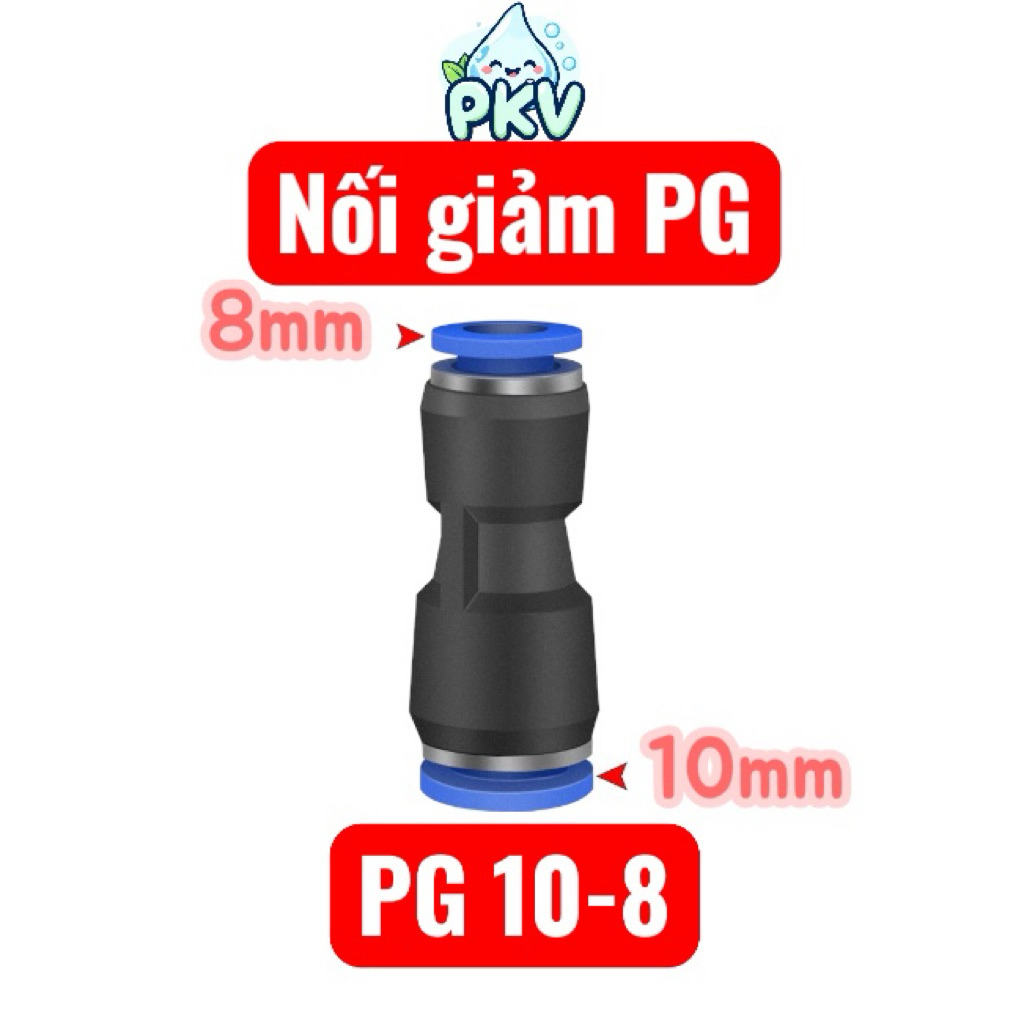 [Giá Rẻ] Combo 10 Cút Nối Giảm PG 10-8 (10mm Ra 8mm) – Đầu Nối Ống PU PE PV Khí Nén, Phun Sương, Tưới Nhỏ Giọt